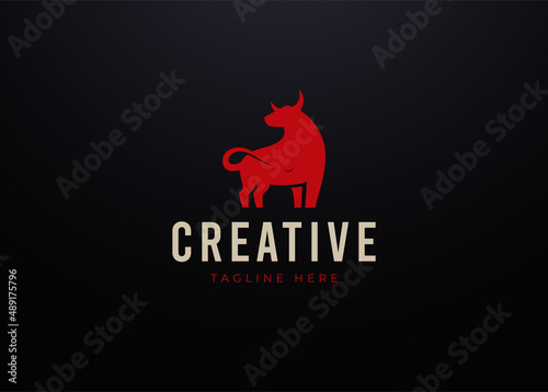 Elegant Red Bull Logo Design Template. Red Bull Icon Vector