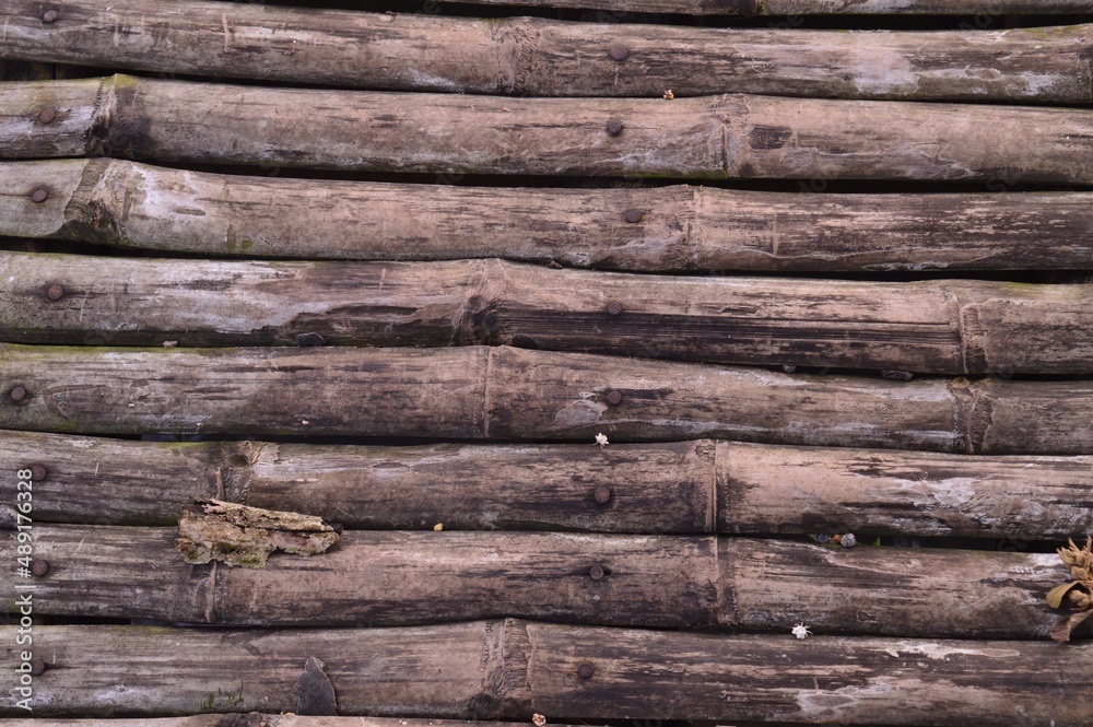 Obraz premium the background is a dry and neat arrangement of bamboo