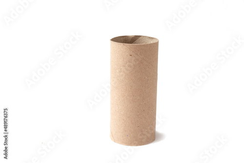 toilet paper sleeve isolated on white background. An empty roll of toilet paper isolated
