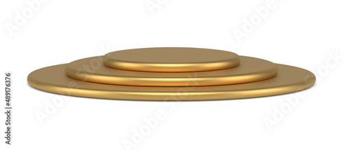Realistic luxury golden circle pedestal isometric 3d template vector illustration