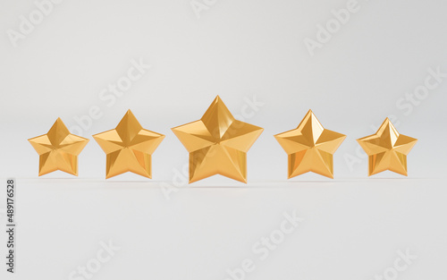 Five golden stars for client excellent evaluation after use product and service concept by 3d render.
