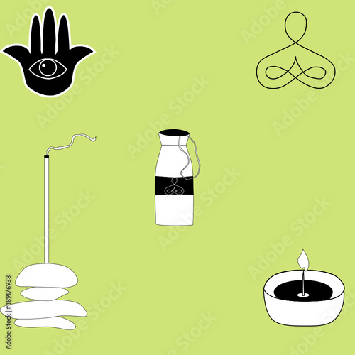 yoga attributes incense candles meditation