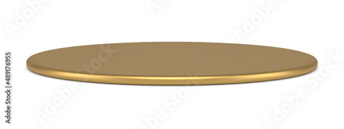 Expensive golden stage pedestal slim rounded geometric shape 3d template vector illustration