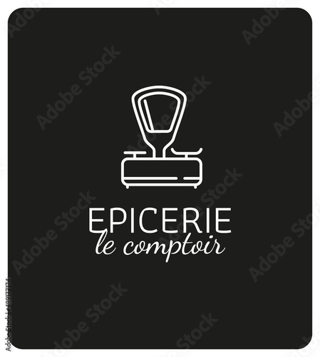 logo épicerie, comptoir de ventes de produits en vrac, boutique produits bio et de proximité, vente en circuit court, du producteur au consommateur