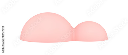 Glossy pink horizontal skittle half bright minimalist abstract shape decorative design 3d template vector illustration