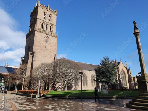 Medieval Market Cross and St Mary's Tower, City Churches, Dundee, Angus, Scotland