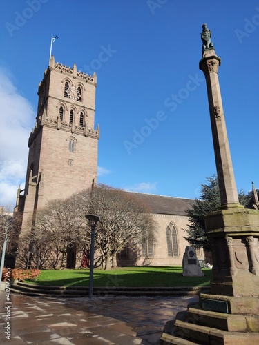 Medieval Market Cross and St Mary's Tower, City Churches, Dundee, Angus, Scotland