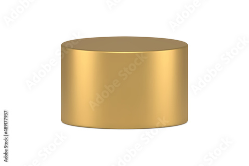 Minimalistic golden cylinder vertical pillar decorative shape 3d template vector illustration