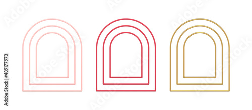 Collection realistic multilevel vertical arch semi circle contour geometric shape 3d template vector