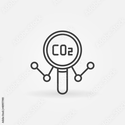 Magnifying Glass with CO2 Graph line icon. Vector symbol
