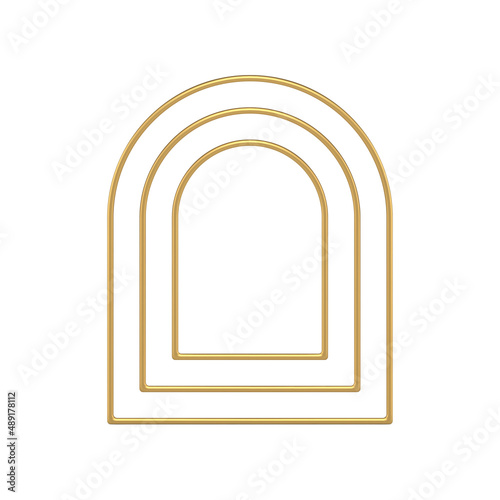 Golden premium vertical arch multilevel border decorative design 3d template vector illustration