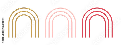 Collection realistic metallic rod arch shape architectural interior exterior design vector