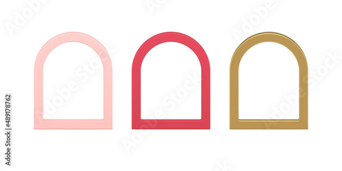 Set realistic metallic arch silhouette luxury decorative design front view vector illustration