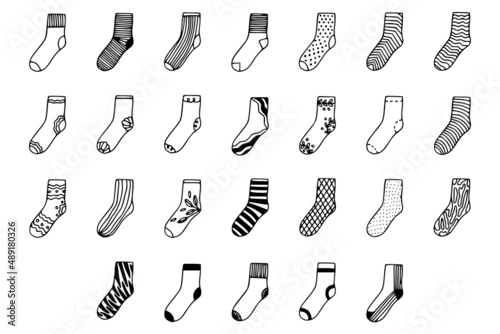 socks doodles isolated on white background