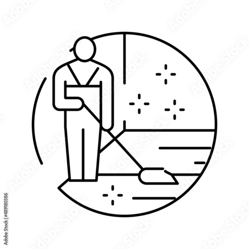 cleaning hardwood floor line icon vector illustration