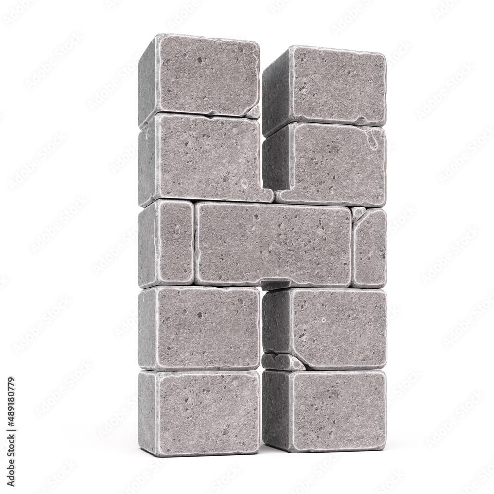 Stone font, letters made of stone blocks 3d rendering, letter H Stock ...