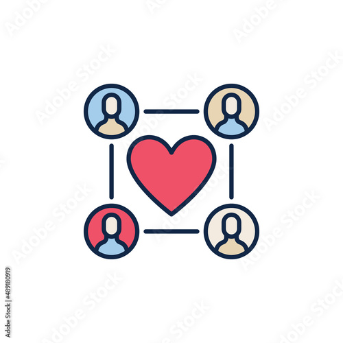 Social Network with Heart vector concept colored icon