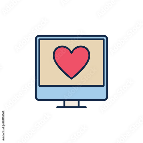 Desktop Computer with Heart vector concept colored icon