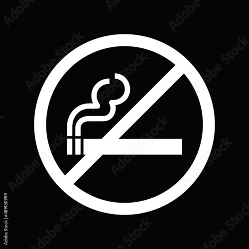 No smoking allowed white monochromatic prohibition vector sign