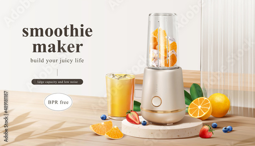 Modern smoothie maker ad template