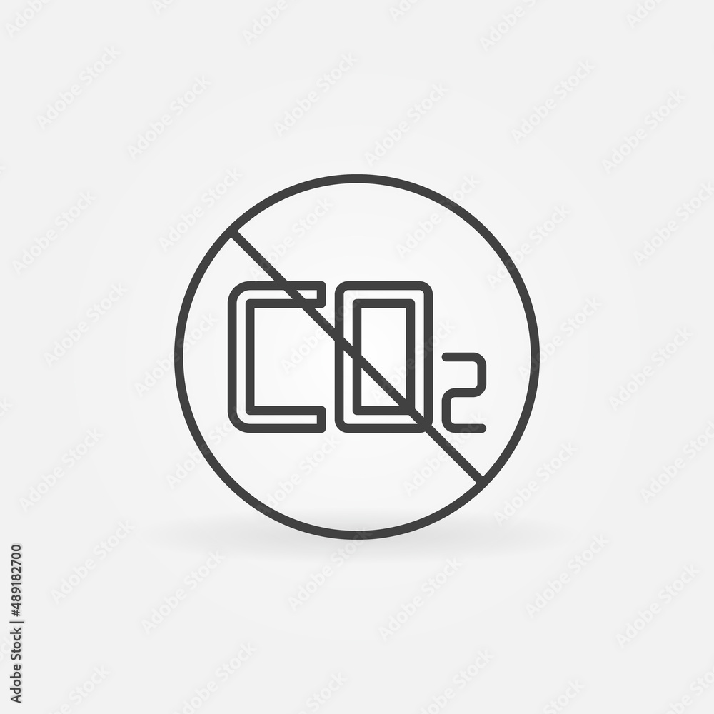 Carbon Dioxide Prohibition linear icon. CO2 Ban vector symbol Carbon Dioxide Prohibition linear icon. CO2 Ban vector symbol