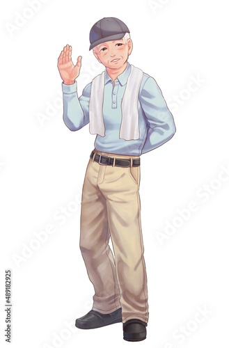 Clip art of embarrassed elderly man © みずきのりんご