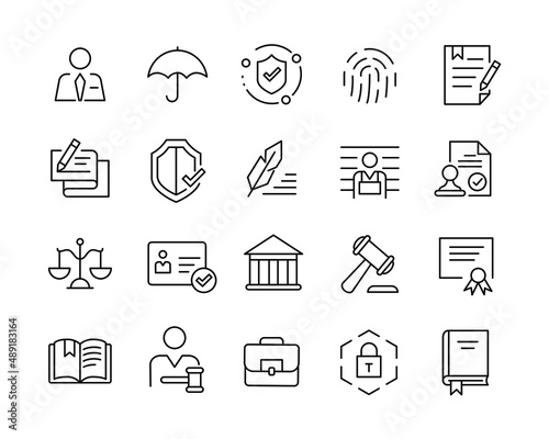 Law and Justice Icons - Vector Line Icons. Editable Stroke. Vector Graphic
