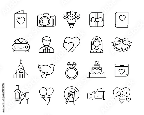 Wedding Icons - Vector Line Icons. Editable Stroke. Vector Graphic