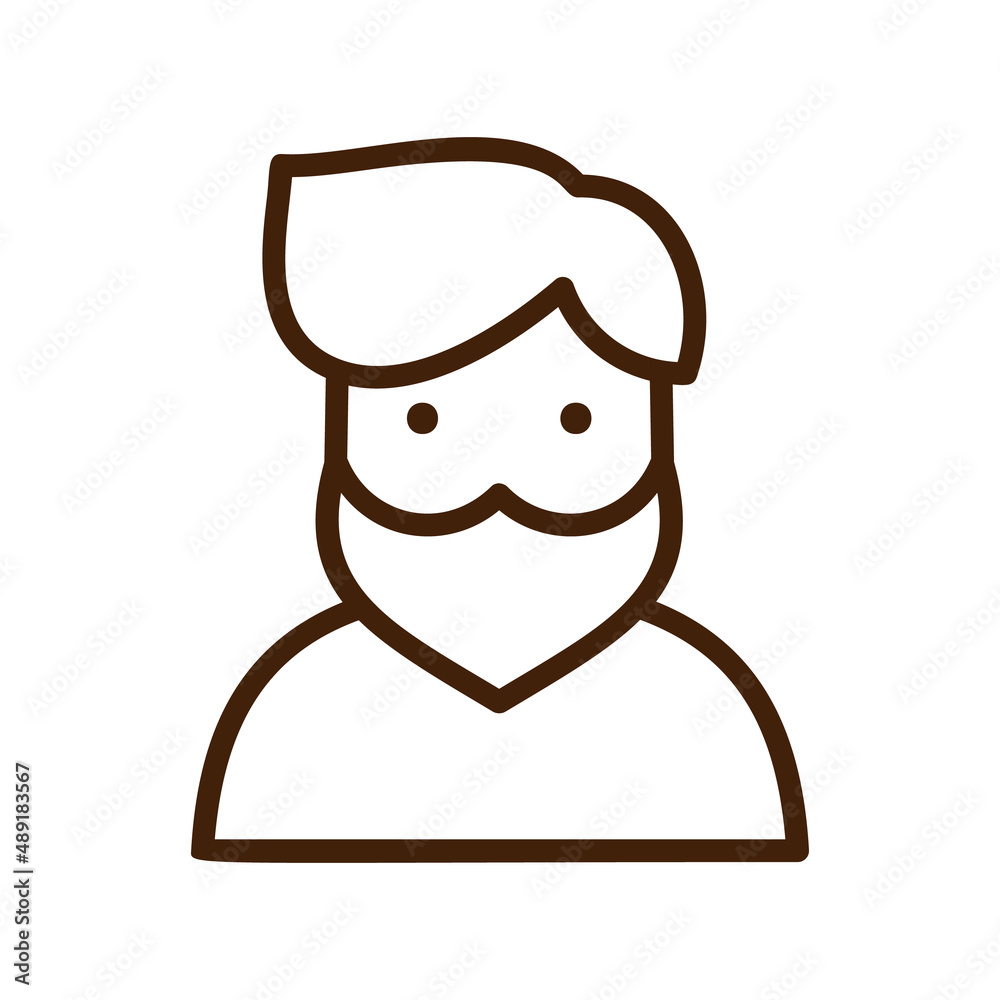 Vector icon of bearded man face, isolated on white background logo for barber shop, web design or social media