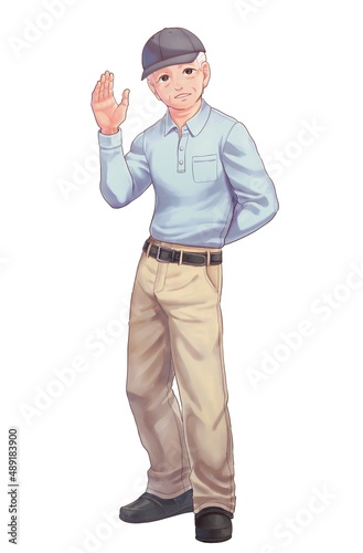 Clip art of surprised elderly man