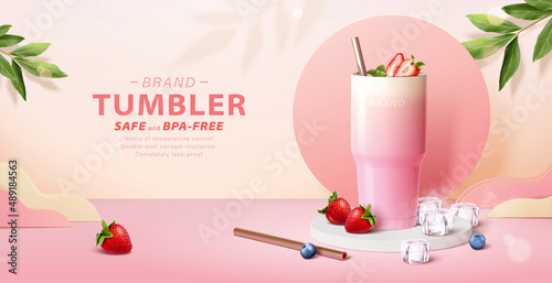 Pink tumbler banner ad