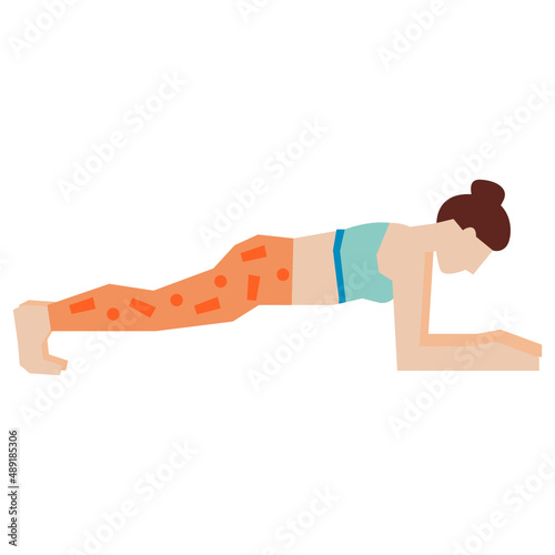 Forearm plank vector illustration in flat color design