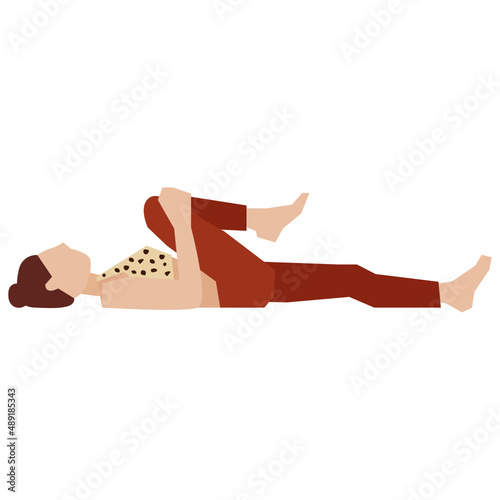 Knee to chest vector illustration in flat color design