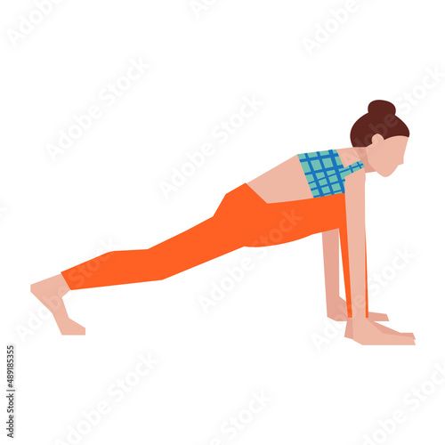 Lunge pose vector illustration in flat color design