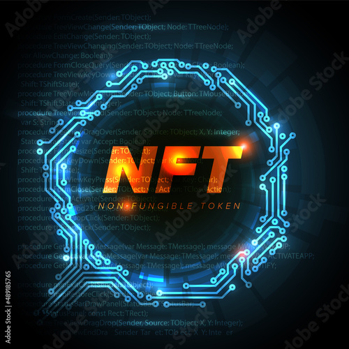 nft non fungible token concept illustration banner background