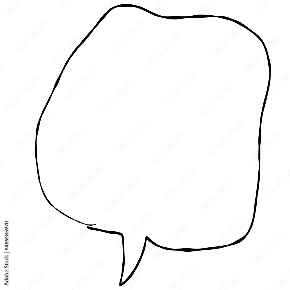 Simple handwritten speech bubble, black, no fill