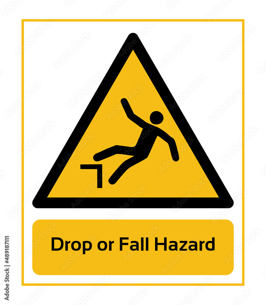Drop or Fall Hazard. Warning Signs. ISO 7010 Sign. Signs of Danger And Alerts. Caution Signs. Drop or Fall Hazard. Warning Signs. ISO 7010 Sign. Signs of Danger And Alerts. Caution Signs.