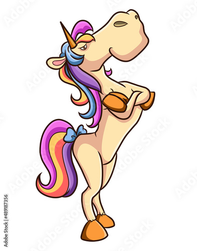 The ugly arrogant unicorn standing with the angry face