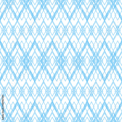 White and Blue Geometric Rhombus Seamless Pattern Design