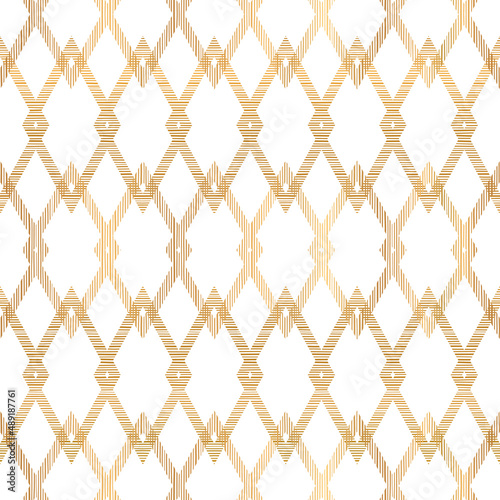 Geometric Gold Rhombus Pattern on White Background
