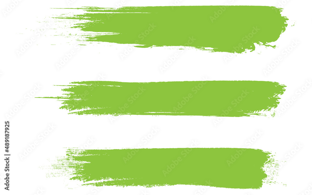 Obraz premium Green brush stroke set isolated on background. Collection of trendy brush stroke vector for green ink paint, grunge backdrop, dirt banner, watercolor design and dirty texture. Brush stroke vector 