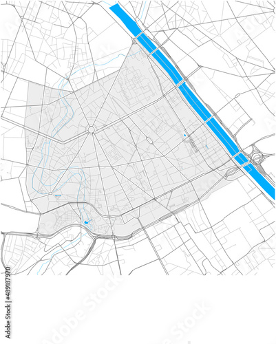 13th Arrondissement, Paris, FRANCE high detail vector map