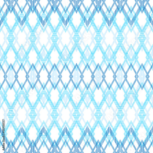 White and Blue Geometric Rhombus Seamless Pattern Design