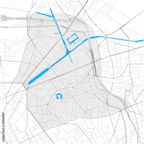 19th Arrondissement, Paris, FRANCE high detail vector map