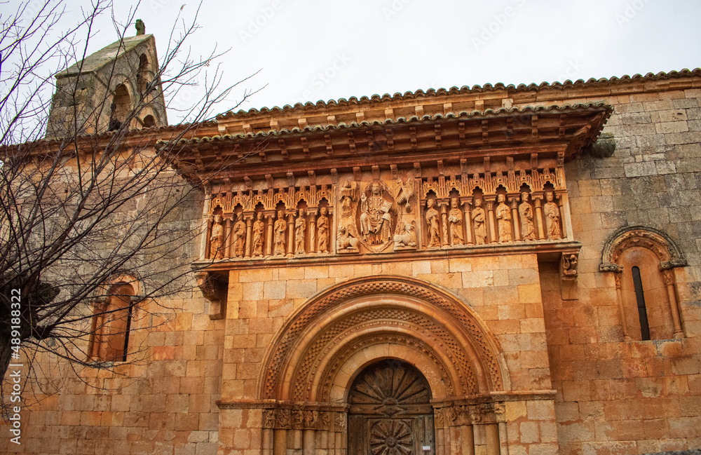 Romanesque stone church in Moardes de Ojeda, Palencia (SPAIN)