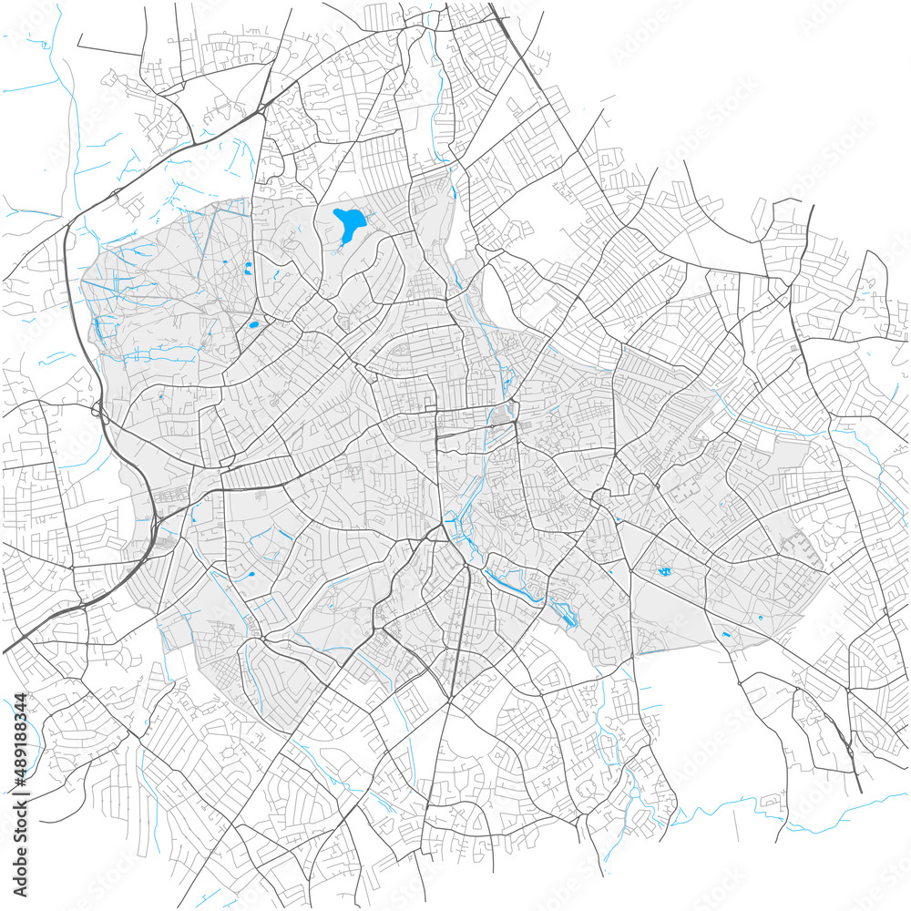 Merton, Greater London, United Kingdom high detail vector map