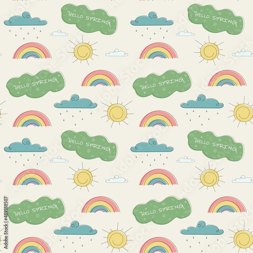 seamless pattern of spring weather