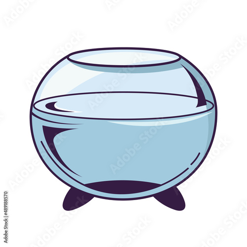 Empty round aquarium. Object in cartoon style.