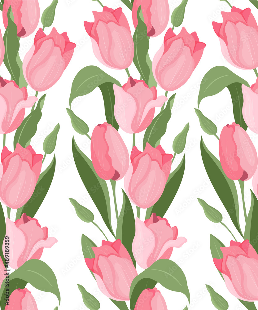 Vector seamless pattern of pale pink tulips. Textiles and packaging paper Vector seamless pattern of pale pink tulips. Textiles and packaging paper