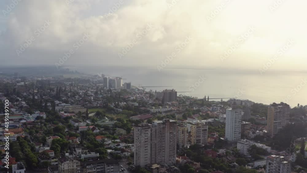 Aerial view Maputo Mozambique. Cityscape of the city center with tall buildings and skyline on the shores of the Indian Ocean in Africa. Aerial view Maputo Mozambique. Cityscape of the city center with tall buildings and skyline on the shores of the Indian Ocean in Africa.